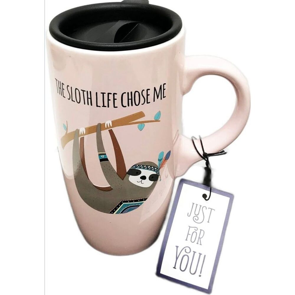 Sheffield Home Pink The Sloth Life Chose Me Tall Travel Coffee Mug with Lid